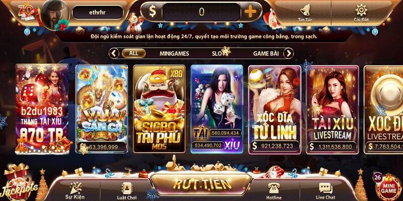 Giao diện cổng game được thiết kế hiện đại, trực quan và dễ sử dụng